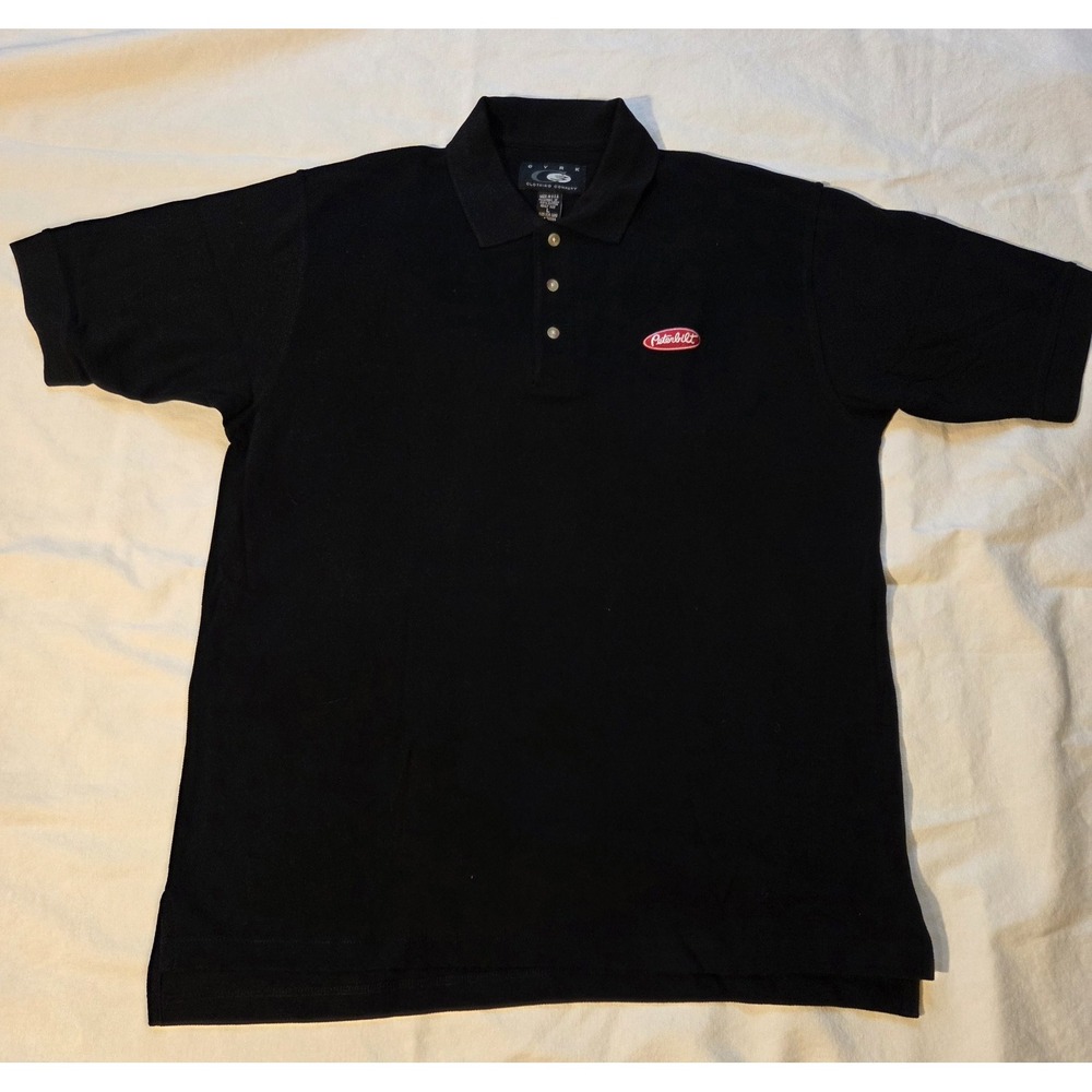 Peterbilt Trucks Polo Shirt Mens L Black CYRK Made USA Cotton Embroidered Logo